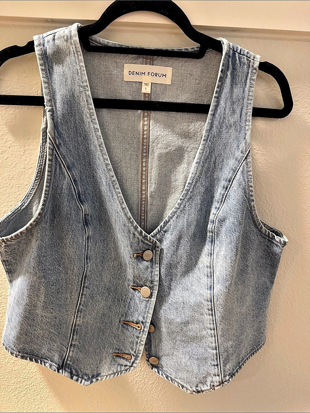 Denim Forum The '90s Mia Denim Vest Blue Large